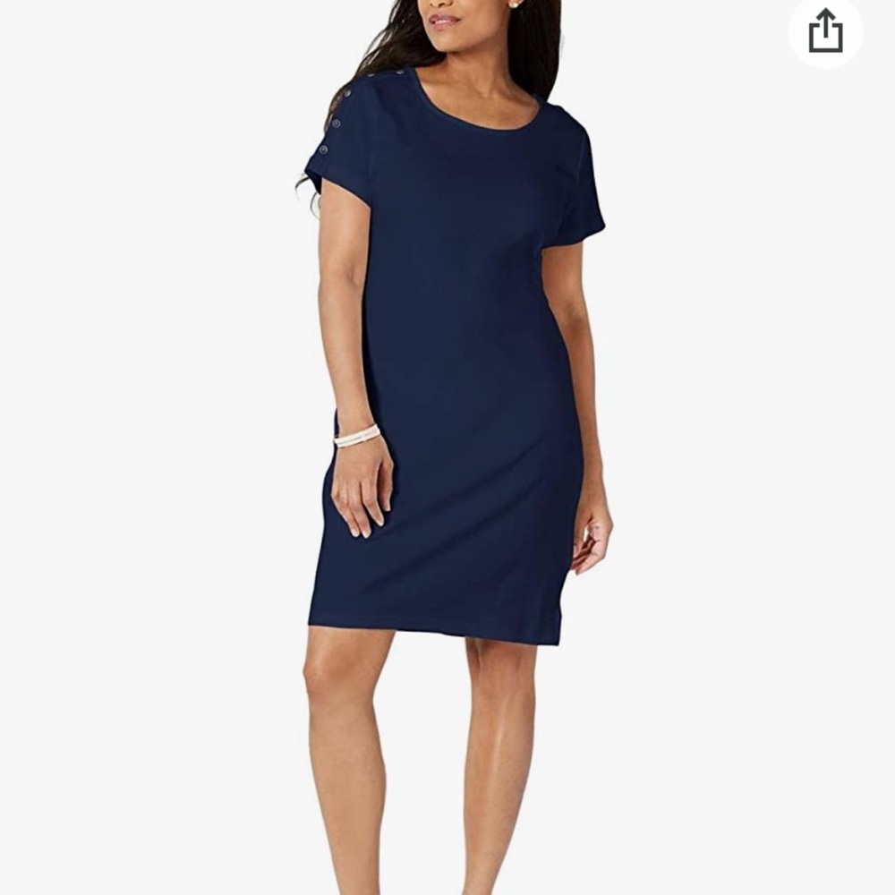 Karen Scott Deep Blue Cotton Sheath Dress